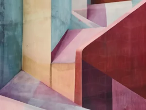 Composición abstracta con formas geométricas y colores vibrantes. | CUADROS DE ATREZZO PARA CINE Y PUBLICIDAD